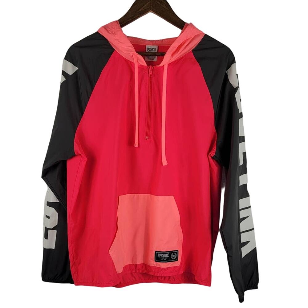 Victoria Secret Pink Athletic Hooded Hooded 1/4 Zip Windbreaker Women's M